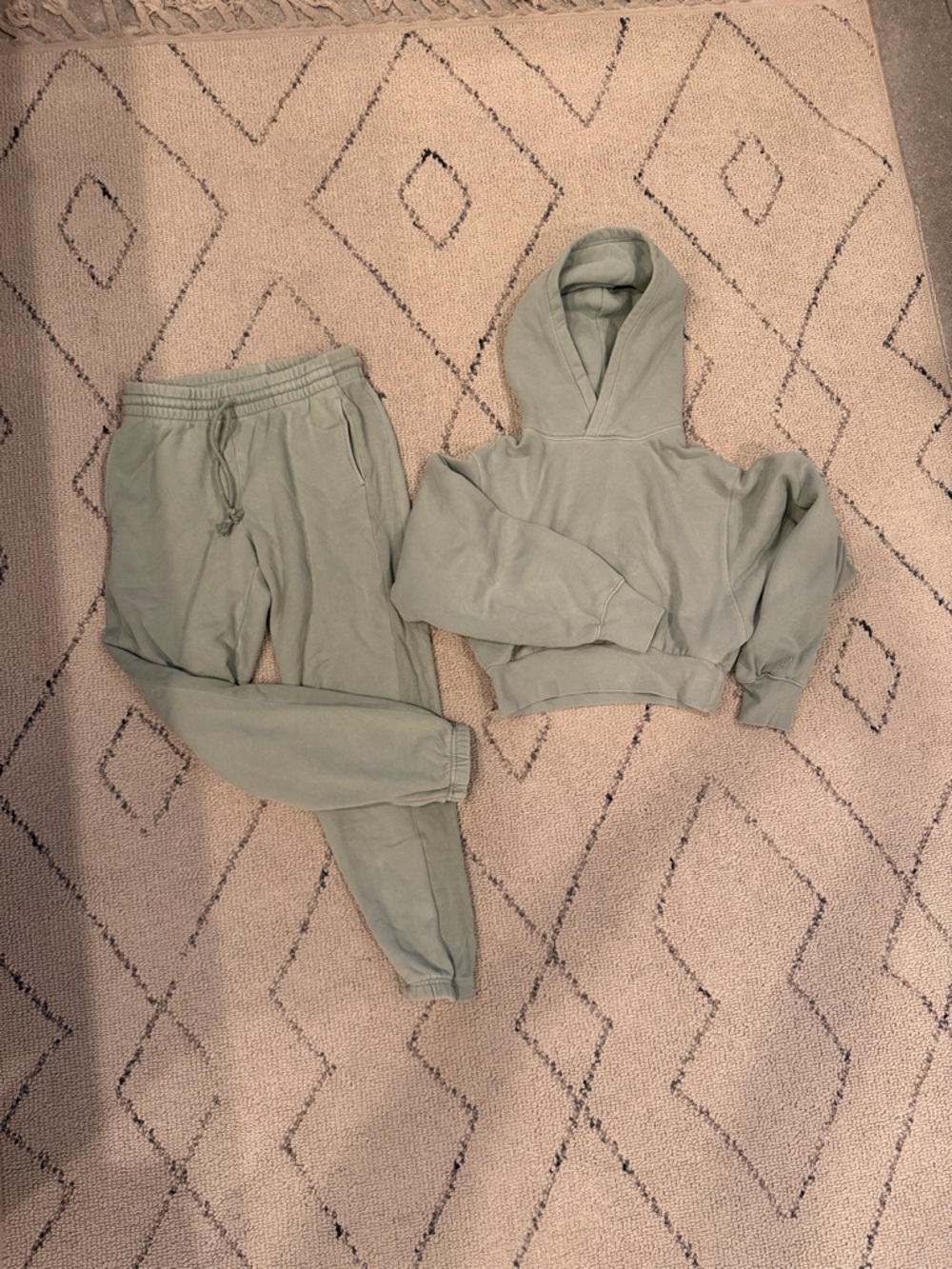 TNA CozyAF Fleece Hoodie + Joggers in Sage Green